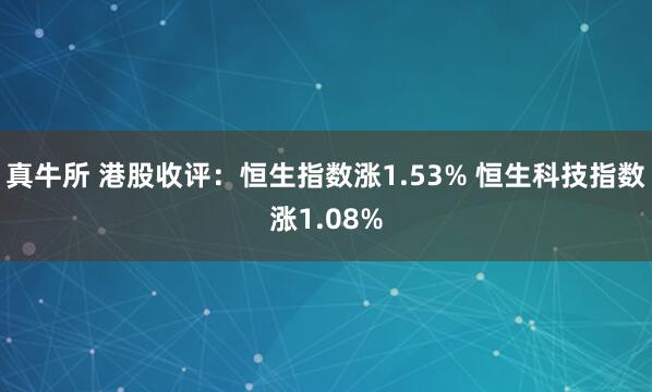 真牛所 港股收评：恒生指数涨1.53% 恒生科技指数涨1.08%