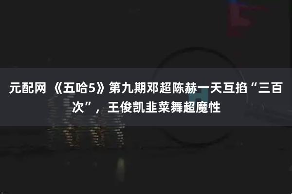 元配网 《五哈5》第九期邓超陈赫一天互掐“三百次”，王俊凯韭菜舞超魔性