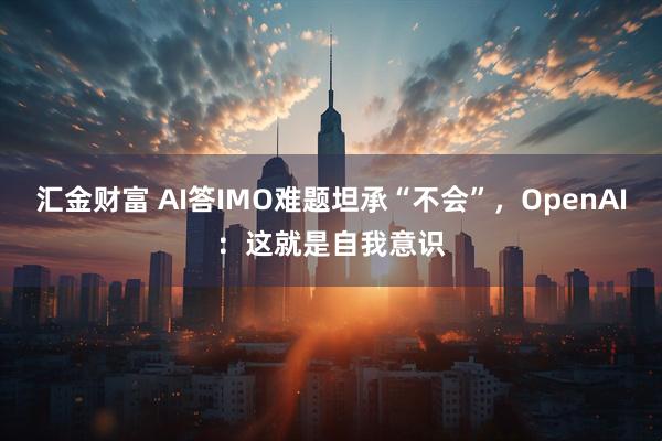 汇金财富 AI答IMO难题坦承“不会”，OpenAI：这就是自我意识