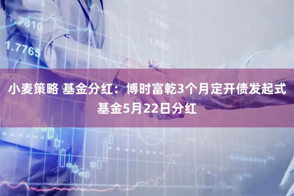 小麦策略 基金分红：博时富乾3个月定开债发起式基金5月22日分红